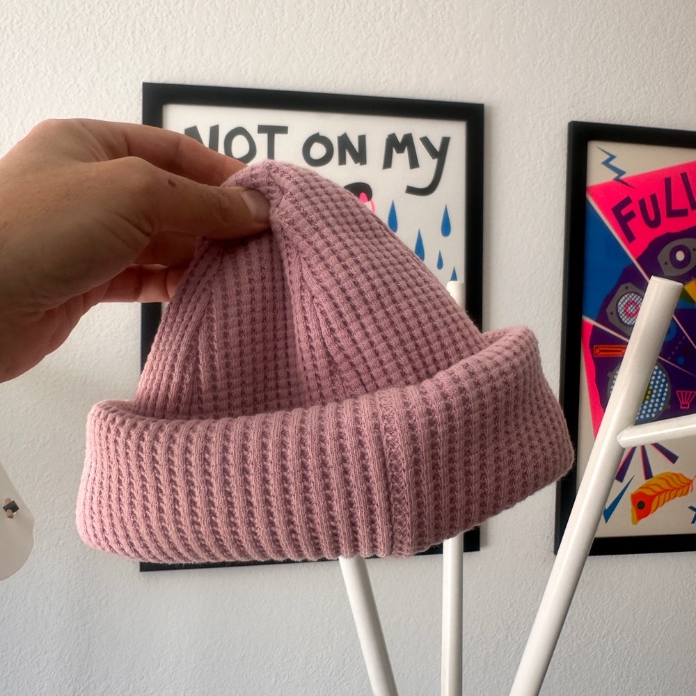 Jackman Japan Waffle Beanie BNWOT Dusty Pink